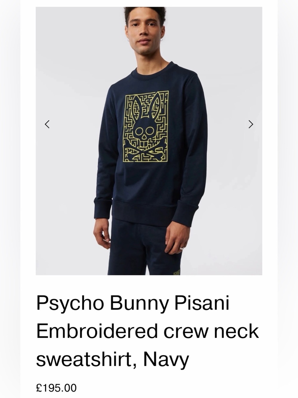 Psycho Bunny Pisani Embroidered crew neck sweatshirt, Navy - Picture 5 of 6